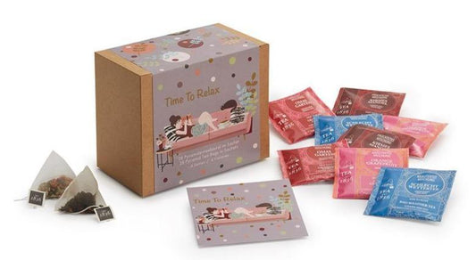 Geschenk-Box "Time to Relax" 28 Pyramidenbeutel plus Produktkarten - First-Cup